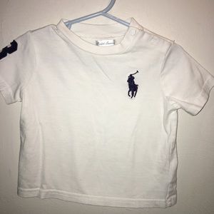 POLO TEE WHITE WITH NAVY BLUE